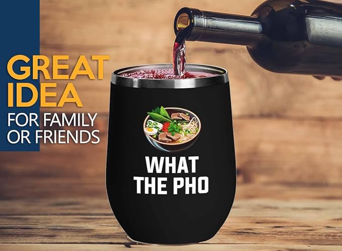 Ramen Lover Black Edition Wine Tumbler 12oz - What the pho - Food Lovers chicken pumpkin vegan pantry spicy noodles