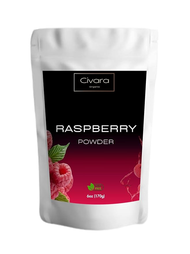Civara Organic Raspberry Powder 6oz &amp 12oz | 100% Natural Fruit Powder | No Sugar &amp Additives | Great Flavor for Drinks Smoothie Beverages | USDA Organic | Vegan | Gluten Free (6 Ounces)