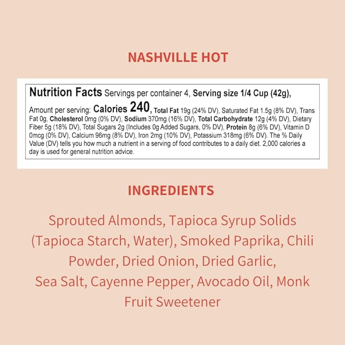 Daily Crunch Sprouted Almonds 1.5 Ounce Mini On-The-Go Bags Sprouted and Dehydrated for a Unique Crunch Keto Friendly Non-GMO (1.5 Ounce Nashville Hot)