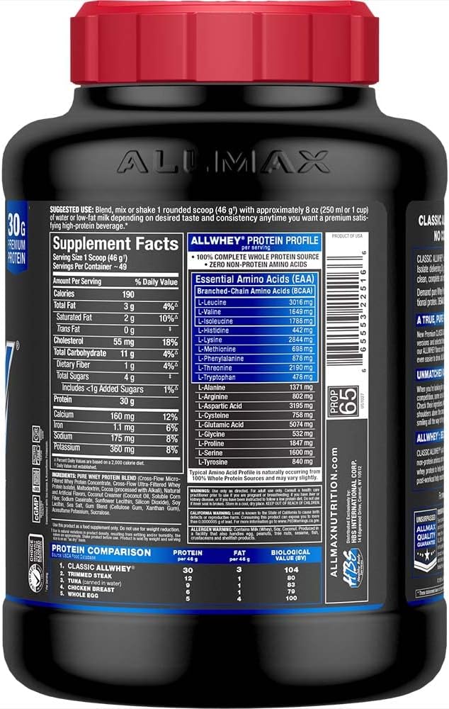 ALLMAX Classic AllWhey Whey Protein Powder Strawberry 5 lbs – 30g Protein per Scoop Gluten Free Low Sugar High Protein Supports Muscle Recovery Lean Muscle &amp Post Workout for Men &amp Wom