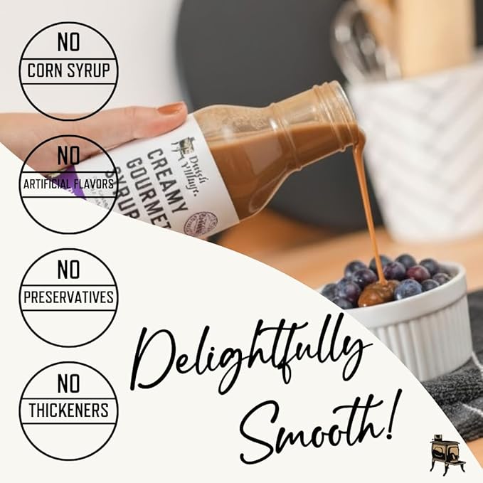 Creamy Gourmet Breakfast &amp Dessert Syrup | Organic Ingredients - Clean Label | No Preservatives Artificial Flavors or Corn Syrup | Gluten-Free | Dutch Village Huckleberry 12 fl oz -2 PK