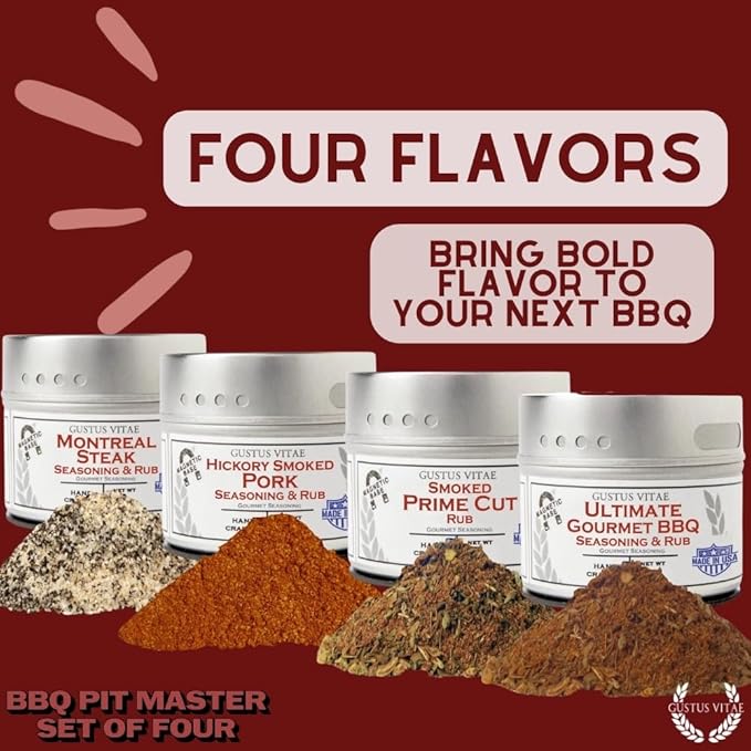 BBQ Pit Master Collection | 4 Gourmet Seasonings &amp Spice Rubs | All Natural Mon GMO | Hand Crafted in Small Batches | Made in USA | Sustainably Sourced Ultra Premium Spices | GLP-1 Friendly | Ma