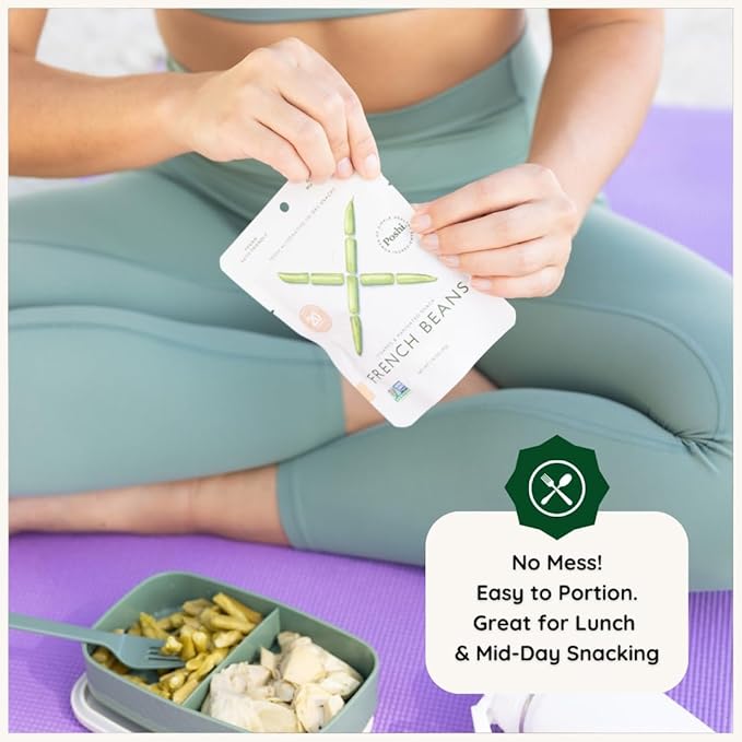 POSHI Marinated French Green Bean Snack Pack | Original Flavor | Keto Vegan Paleo Non GMO Low Carb + Calorie Gluten Free Fully Cooked Vegetables Gourmet Healthy All Natural (10 Pack 1.76 oz)