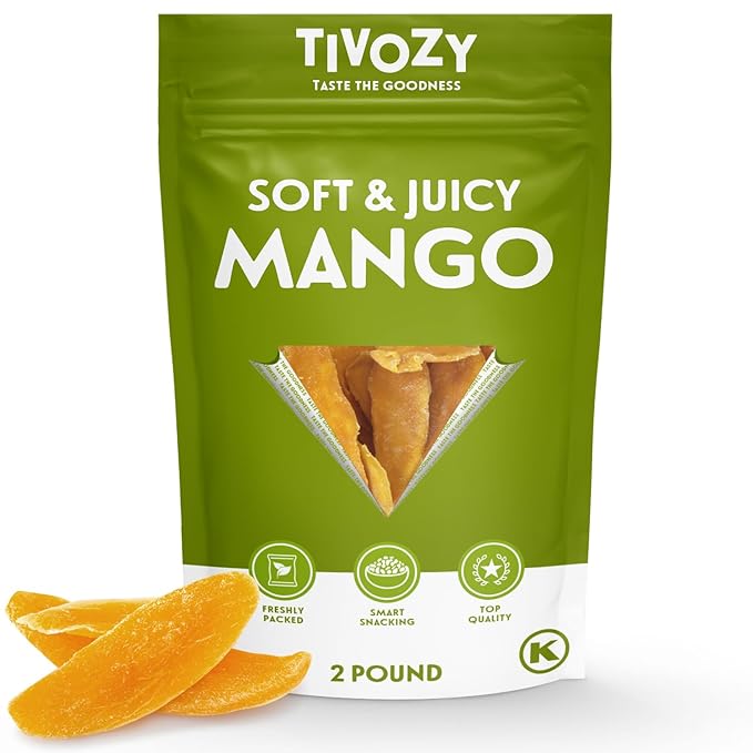 Dried Mango Slices - Soft &amp Juicy Sweet Dried Mango Slices Healthy Snack Delicious Texture Chewy Ripened Mangos Dried Fruits with Natural Tangy Sweetness of Fresh Mangoes Natural Source of Vitam