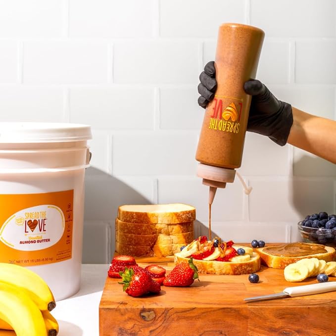 Spread The Love UNSALTED Almond Butter (All Natural Vegan Gluten-free Creamy No added salt No added sugar No palm fruit oil Not pasteurized with PPO) (15-Pounds)
