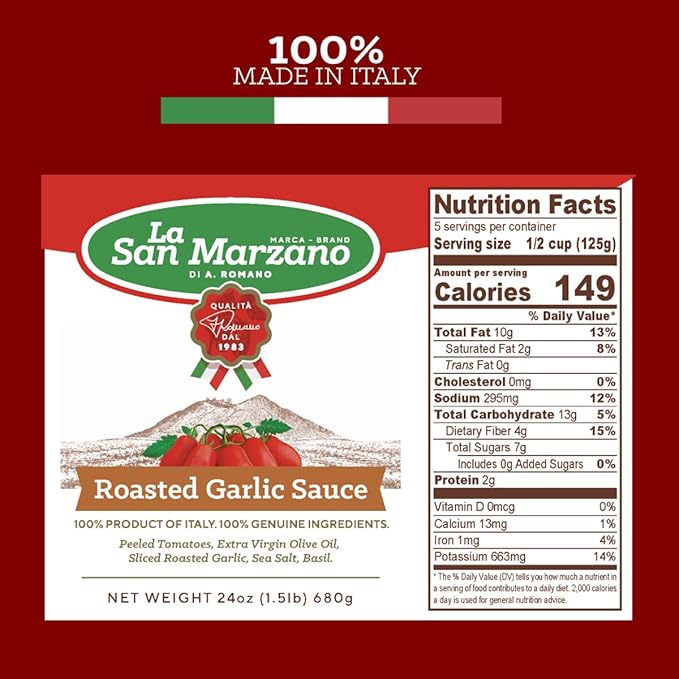 La San Marzano Variety Pack Vodka Four Cheese Roasted Garlic Sauce 24 oz Pasta Sauce Made in Italy All Purpose Tomato Premium Quality All Natural Non GMO Gluten Free