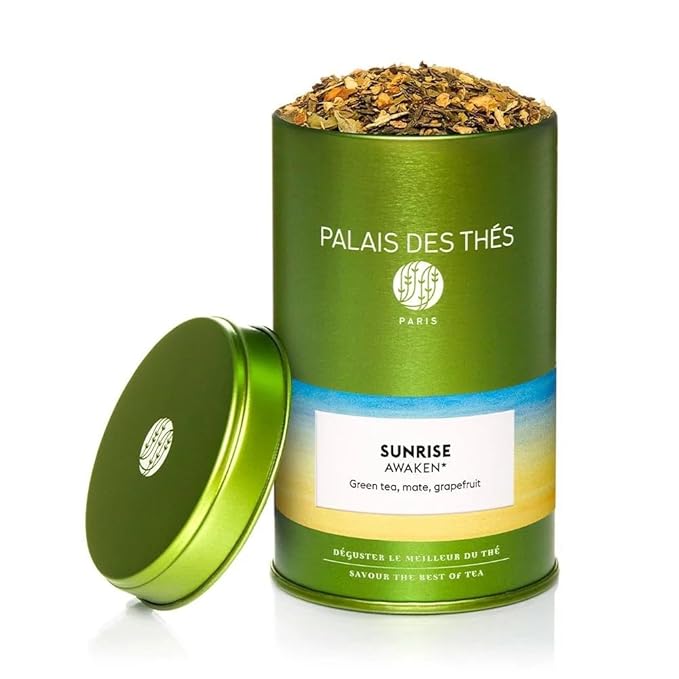 Palais des Thés - Sunrise Wake Up - Green Tea Mate &amp Grapefruit - Premium Loose Leaf Serves 20-25 Cups - 3.5oz Tin