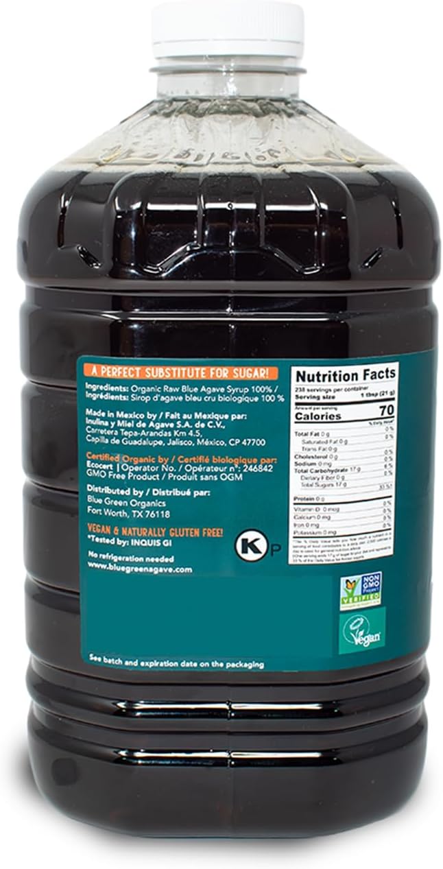 Blue Green Agave Organic Nectar Raw Blue 176 Ounce