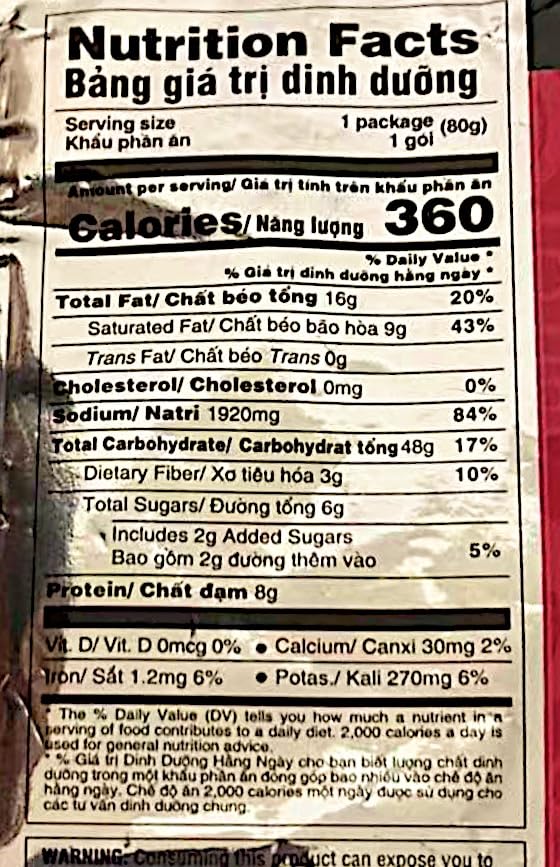 Instant NoodlesArtificial Meat FlavoredContains 2% Potato StarchRib Soup Style2.82 oz 10 Packs