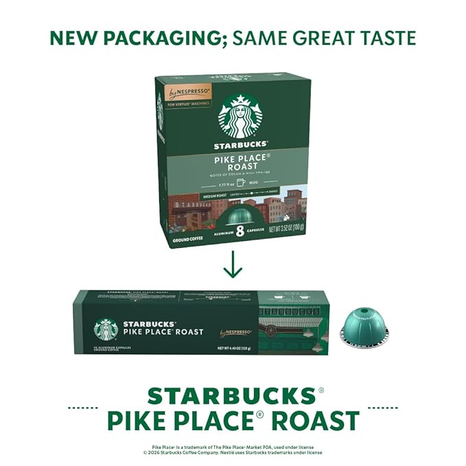 Starbucks by Nespresso Vertuo Favorite Variety Pack Coffee &amp Espresso 40-count Coffee and Espresso Pods Brews 7.8 oz and 1.35 oz.