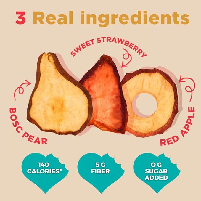 RIND Snacks | Straw-Peary | Strawberry Apple &amp Pear | Dried Fruit Superfood | Chewy Snack | No Sugar Added | All Natural | High in Fiber | Gluten Free | Vegan | Paleo | Fruit Snacks | 3 oz | 3 P