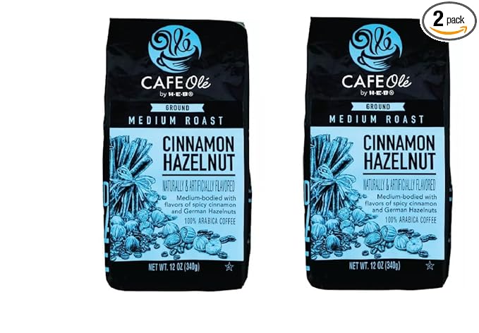Cafe Ole HEB Ground Coffee 12oz - 2 bags (Cinnamon Hazelnut)