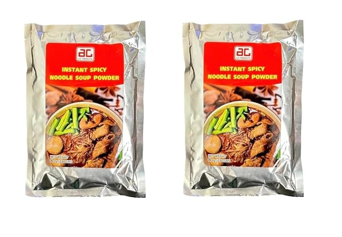 A.C. Products Instant Spicy Noodle Soup Powder [ผงปรุงก๋วยเตี๋ยวเรือสำเร็จรูป] 8oz (230g) – Authentic Thai Boat Noodle Seasoning – Quick &amp Easy Preparation – Bold Flavor – Imported from Thailand (