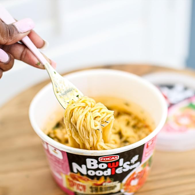 Pocas Bowl Noodle Soup Vegetable 12-Pack – Microwavable Instant Noodles Bowl 3.17 Oz Ea