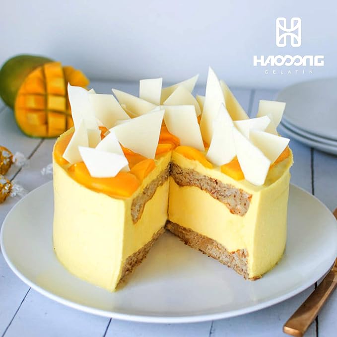 Haodong Beef Platinum Leaf Gelatin Sheets - 450-500 Sheets 1KG (2.2LBS) 240Bloom Gelatin Leaves for Mousse Mirror Glaze Cream Cake Dessert Jellies