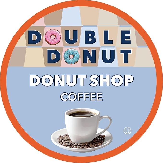Double Donut Coffee Double Donut Donut Shop Flavored Coffee PodsMedium Roast Coffee Compatible with Keurig K Cups Brewers 72 Count Value Pack