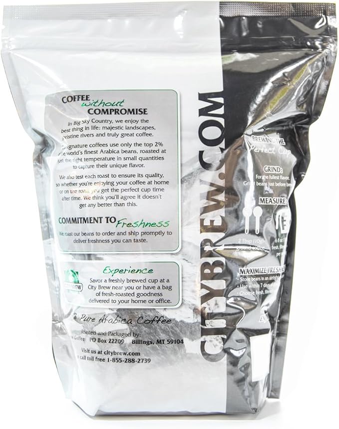 City Brew Coffee Backroads Medium Roast Gourmet Arabica 2 lb Whole Bean