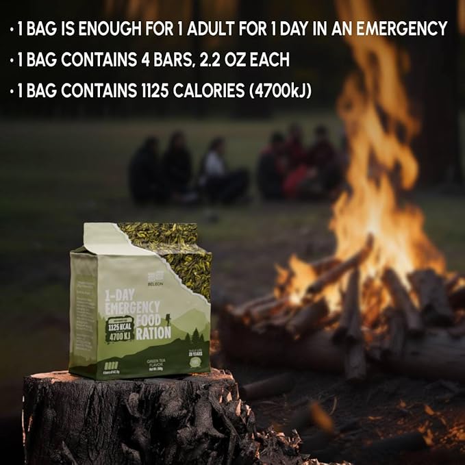 Emergency Food Supply - Green Tea Survival Ration - 20 Years Shelf Life - 3 Days