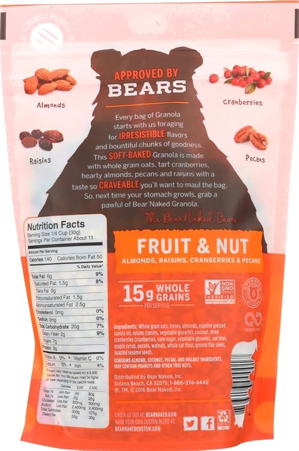 Bear Naked All Natural Granola Fruit and Nut 12 oz (Pack of 3)