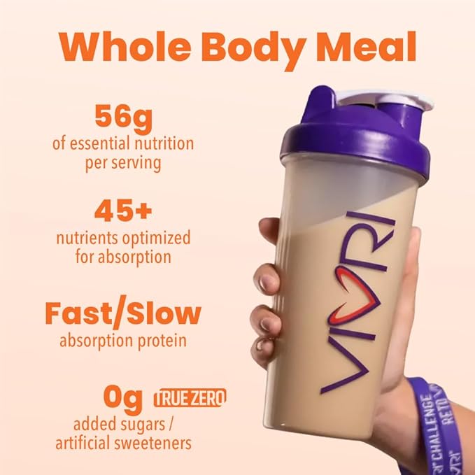 VIVRI ShakeMe! Meal Replacement | 10 Servings | 22g Triple Premium Protein 45 Nutrients &amp 8 Superfoods | Supports Full-Body Health &amp Energy (Caramel Macchiato)