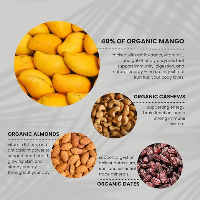 Arti Bar – Mango | Whole Food Energy Bar | 40% Real Mango Vegan Gluten-Free No Added Sugar Clean Ingredients | Plant-Based Healthy Snack