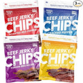 Wicked Cutz Jerky Chips Variety Pack Up to 28g Protein Per Bag Cracked Pepper Teriyaki Roasted Red Pepper &amp Korean BBQ Flavored Beef Jerky Crisps USA Made High Protein Carnivore Snacks (4 Ba