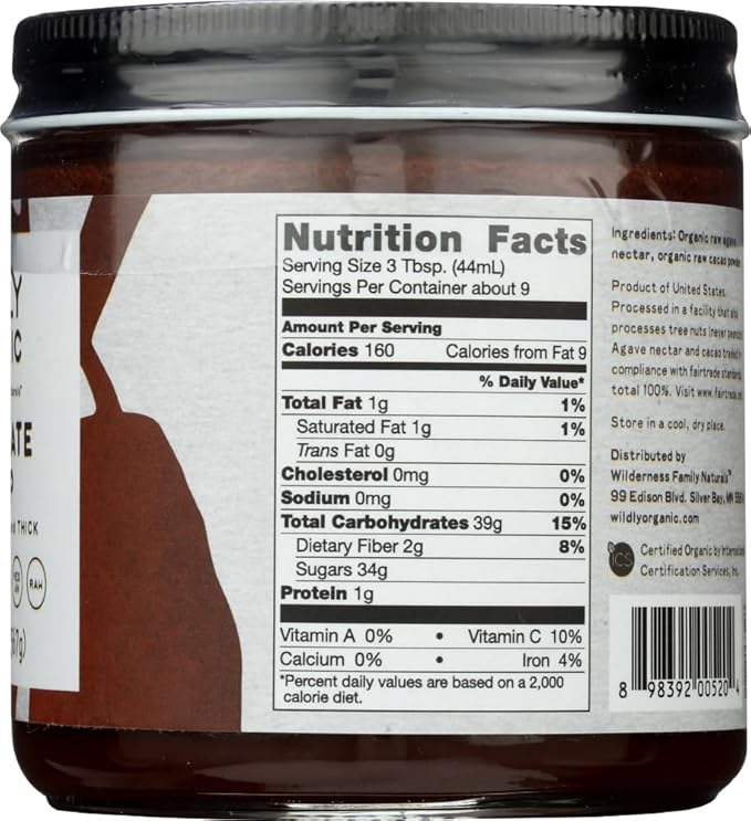 WILDERNESS PRODUCTS Syrup Chocolate Pack of 6 Size 20 OZ (Gluten Free GMO Free Kosher Vegan Wheat Free Yeast Free 95%+ Organic)