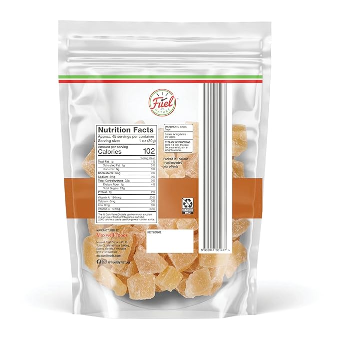 Fuel by Nature Dried &amp Crystallized Ginger Healthy Snack High Energy Treats for Snacking Bulk Dried Candied Ginger 3 lb