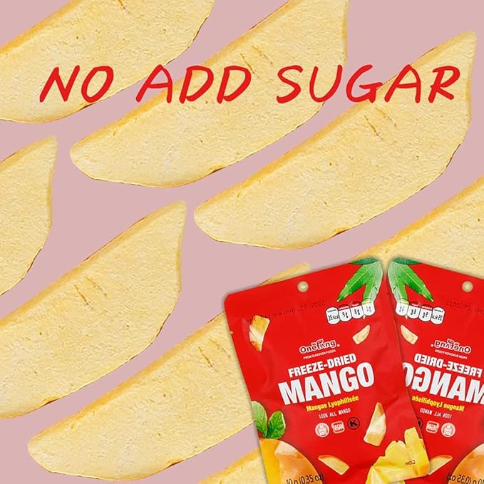 ONETANG Freeze-Dried Fruit Mango Chips 10 Pack Single-Serve Pack Non GMO Kosher No Add Sugar Gluten free Vegan Holiday Gifts Healthy Snack 0.35 Ounce