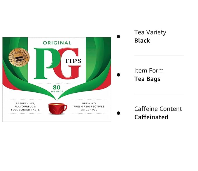 PG Tips 80 Non-Pyramid Teabags Box (Pack of 6)