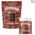 FitBake Chocolate Cake Baking Mix and Chocolate Frosting Bundle | 0g to 2g Net Carbs Per Serving | Keto Friendly Low Carb Food | Naturally Sweetened Keto Snacks | Gluten Free Desserts | No Added Sugar
