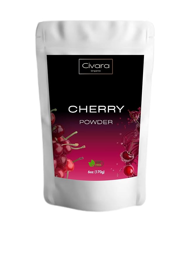 Civara Organic Cherry Powder 6oz &amp 12oz | 100% Natural Fruit Powder | No Sugar &amp Additives | Great Flavor for Drinks Smoothie Beverages | USDA Organic | Vegan | Gluten Free (6 Ounces)