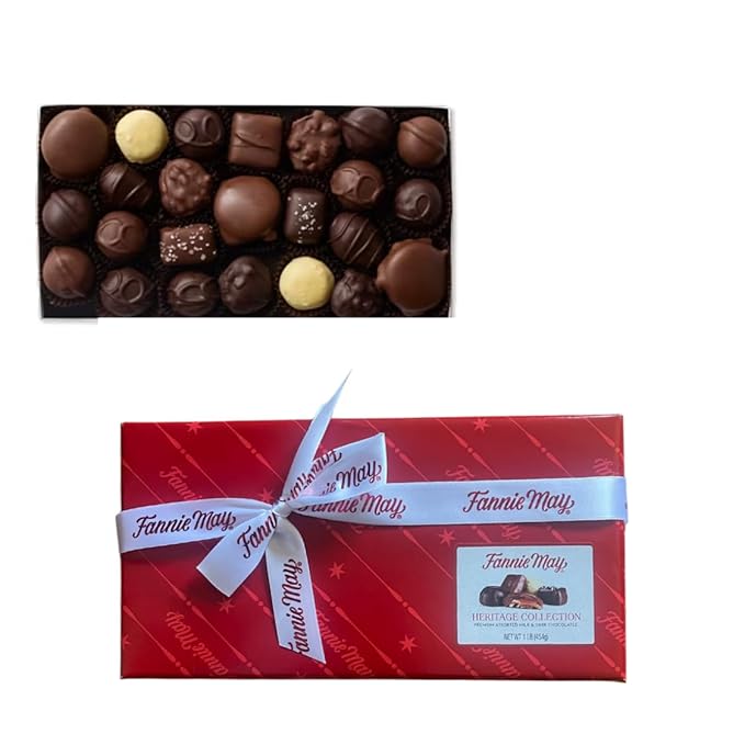 Fannie May Heritage Collection Premium Assorted Chocolates Gift Box with Pixies Trinidads Buttercreams 1 lb - (renamed from Colonial Assortment)