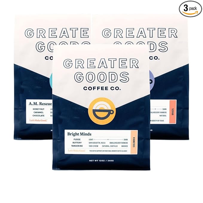 Bean Box Sampler - Roasted by Greater Goods Co. 3-Pack Freshly Ground Gourmet Coffee