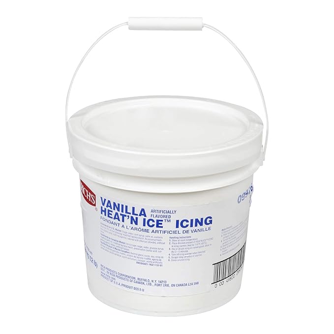 Rich's Vanilla Heat 'N Ice Icing Vanilla Frosting for Cake Baking Supplies for Donuts Rolls Desserts 12 Pound Pail