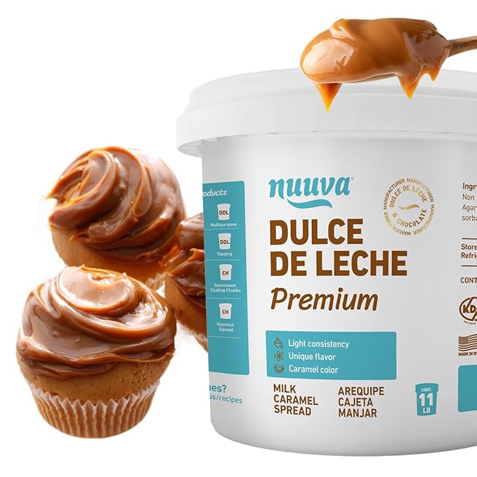 Nuuva Foods Premium Dulce de Leche – Authentic Creamy Caramel Spread – Perfect for Desserts Baking and Spreading Caramel Carmel Syrup Dulce De Leche Syrup - 11 lbs
