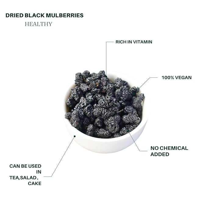 Royal Seafood USA Premium Dried Black Mulberries Sun Dried Mulberries Healthy Vegan 精选桑葚干无籽无沙280g 补肾黑发 泡水喝 九龍堂