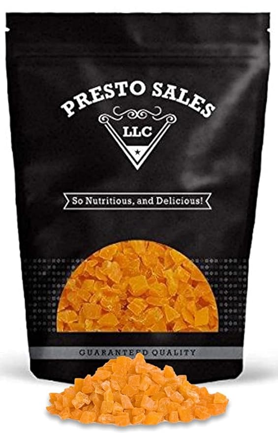 Mango Dried Diced Perfect for Baking and Snacking Vegan Low Calorie Tropical Tangy Delicious Satisfying User Friendly Packed in a resealable pouch bag of 3 lbs. (48 oz.) by Presto Sales LLC