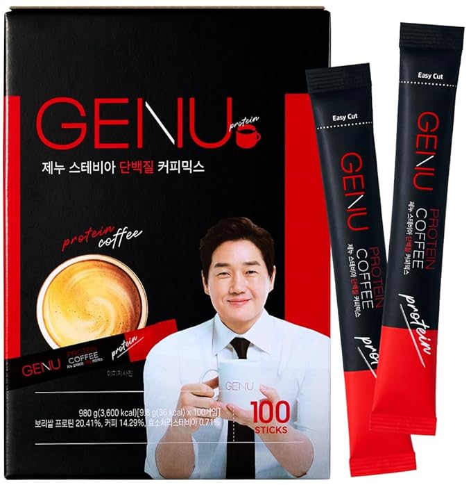 GENU Stevia Protein Coffee Mix (100 sticksOriginal) Korea's No.1 Selling Zero Sugar Protein Coffee Mix