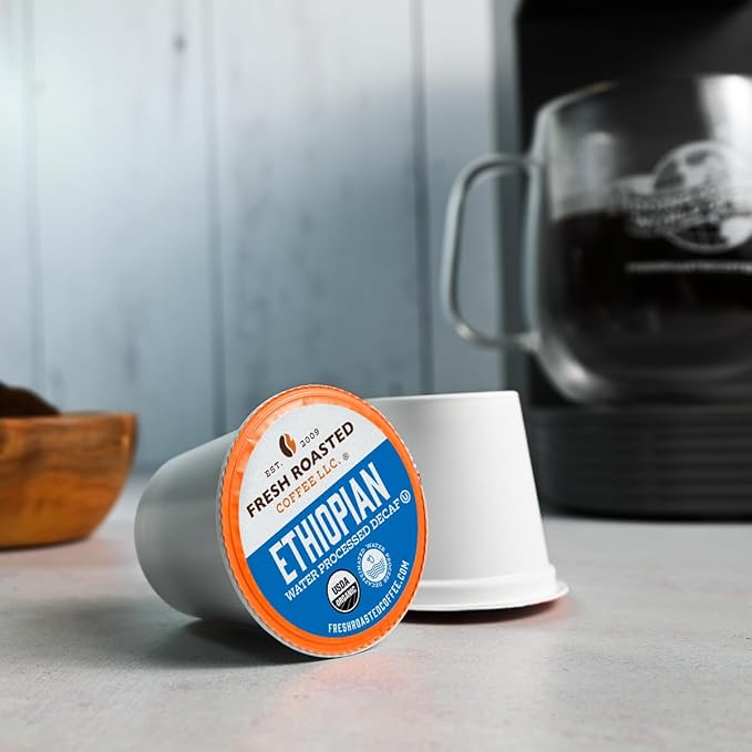 Fresh Roasted Coffee Organic Water-Processed Decaf Variety Pack | USDA Organic Kosher | K-Cup Compatible 96 Pods