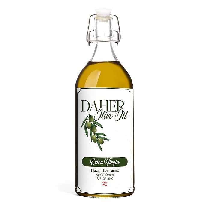 Daher Olive Oil - 33.8 FL OZ - Premium Organic Extra Virgin - Cold Pressed - Southern Lebanon Region - Low acidity rich in polyphenols for gourmet cuisine