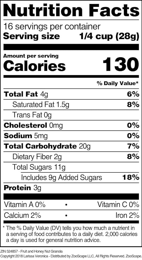 Fruit and Honey Nut Granola (16 oz ZIN: 524857) - 2 Pack