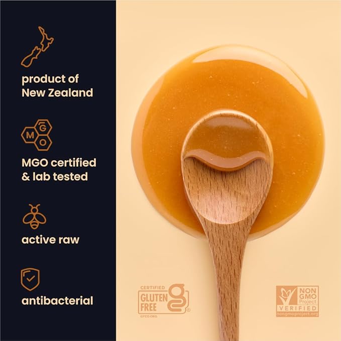 Liberty Orchards Premium Manuka Raw Honey MGO 300+ by New Zealand Non-GMO Gluten Free Daily Wellness Support Natural Sweetness HONEY Plant-Based 500g(17.6 oz)