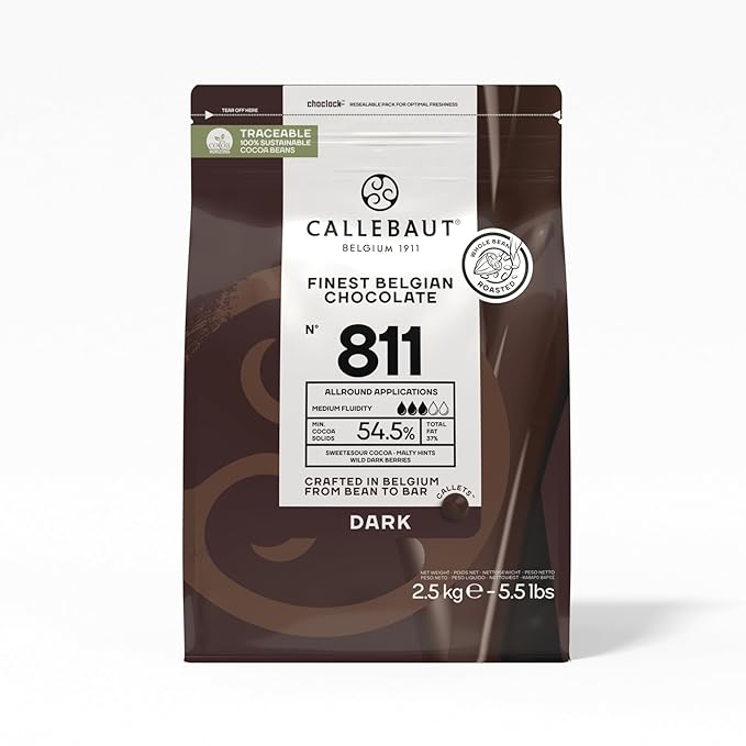 Callebaut Recipe No. 811 Finest Belgian Dark Chocolate With 54.5% Cacao 5.51 Pound