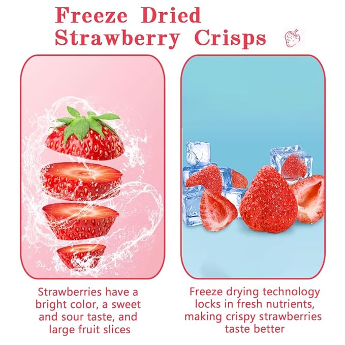 Freeze-Dried Strawberry Slices - 10.6oz (300g) | 100% Natural Fruit | Crunchy Snack for Smoothies Baking &amp Desserts | Vegan Non-GMO