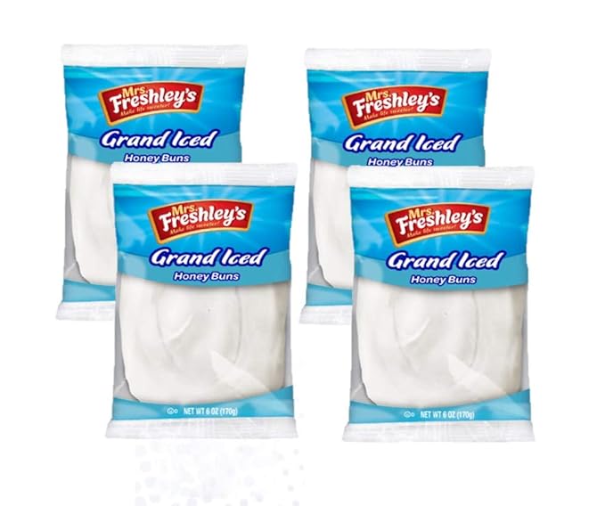 Mrs. Freshley's Grand White Iced Honey Buns Individually Packaged 6 oz. Pack of 12