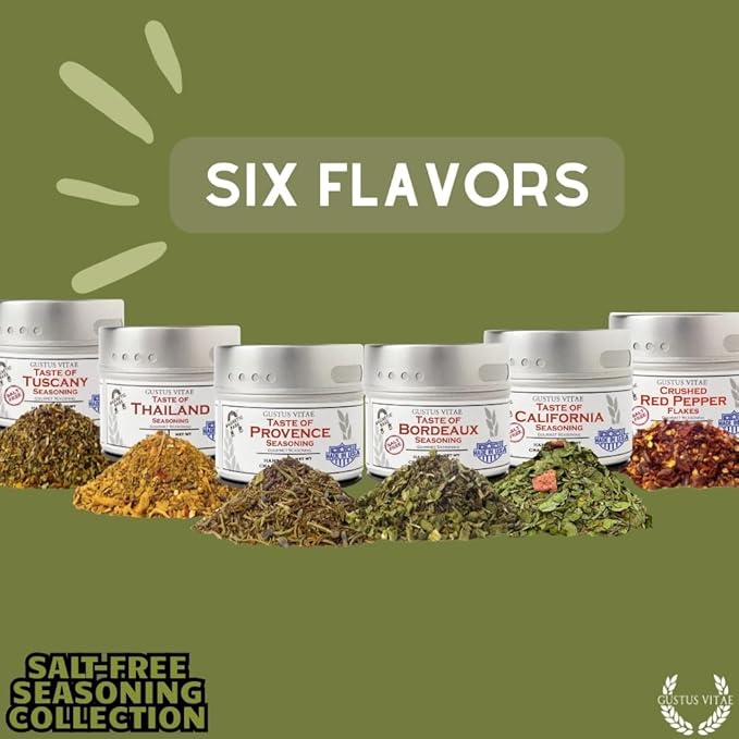 Salt-Free Gourmet Seasoning Collection | Artisanal Spice Blends Gift Set | Hand Crafted Small Batch Spices | No Sodium | Non GMO All Natural | GLP-1 Friendly | Ultra Premium Sustainably Sourced | M