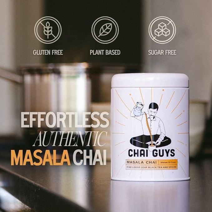 Masala Chai Tea Loose Leaf – Spiced Indian Black Tea with Cinnamon Ginger Cardamom &amp Cloves – Strong CTC BOP Blend for Chai Latte – 4.4 oz (125g) – Chai Guys