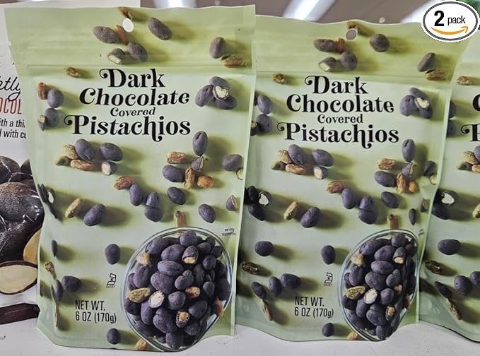 Trader Joe Dark Chocolate Covered Pistachios 6oz 170g (Two Bags)