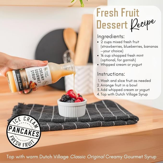 Creamy Gourmet Breakfast &amp Dessert Syrup | Organic Ingredients - Clean Label | No Preservatives Artificial Flavors or Corn Syrup | Gluten-Free | Dutch Village Classic Original &amp Snickerdoodl